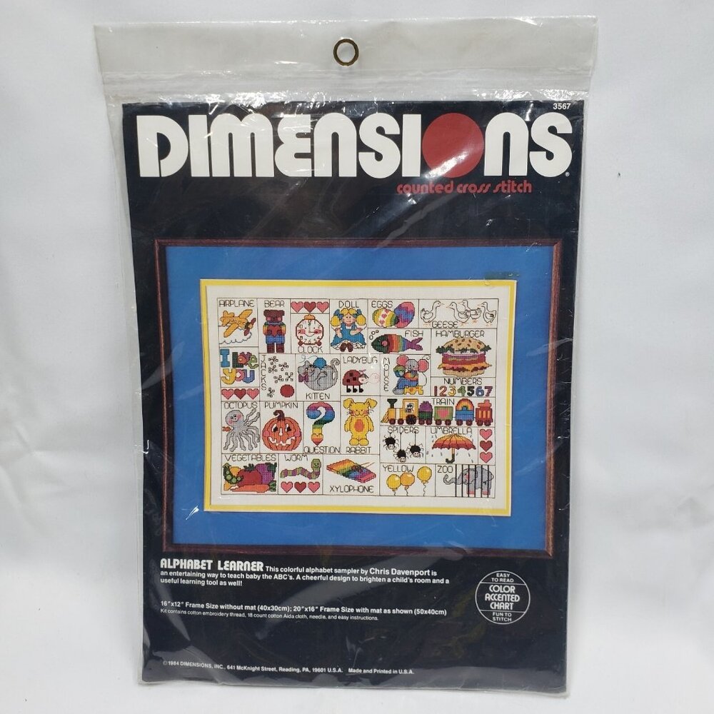 Dimensions 3567 ABC Counted Cross Stitch Alphabet Learner Chris Davenport 1984